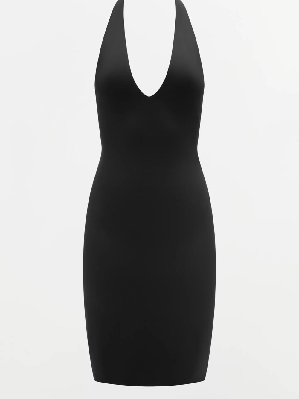 Zara Black Halter V-Neck Bodycon Dress Small